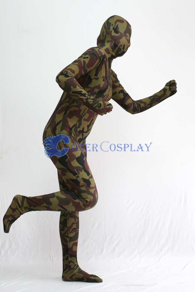 Dark Green Camouflage Zentai Suit